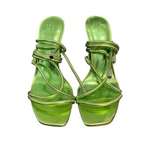 Jennifer Lopez Metallic Green Strappy Heels